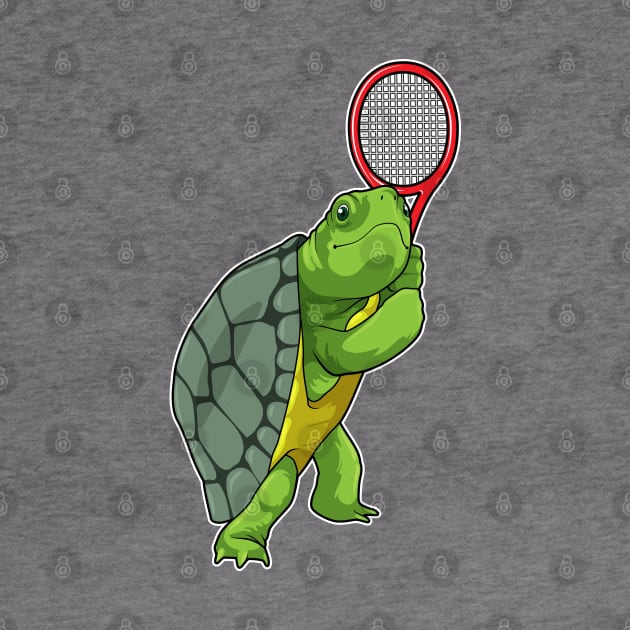 Turtle at Tennis with Tennis racket by Markus Schnabel